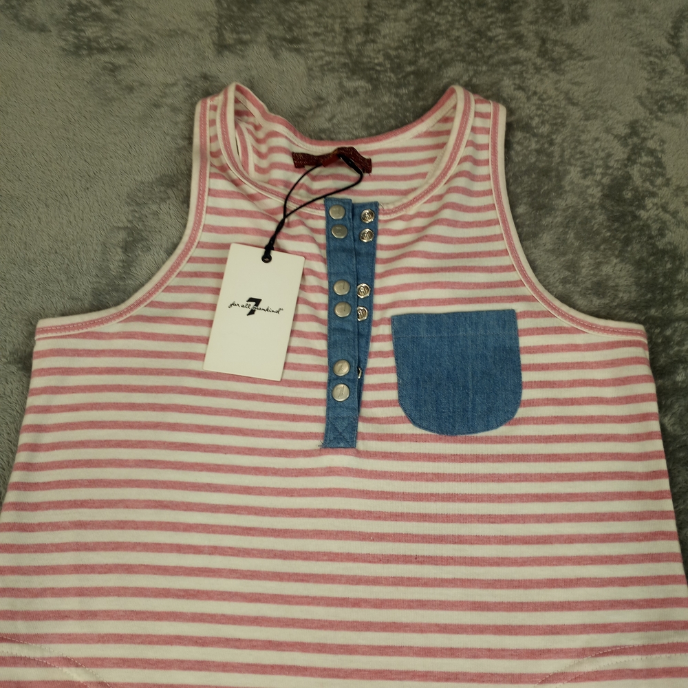 7 For All Mankind Women's Tank Top Shirt triped Pink and Blue Small NWT - Picture 8 of 13